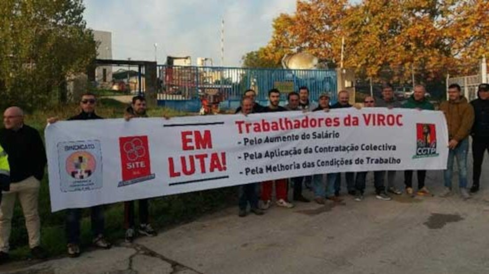 Greve dos trabalhadores da VIROC Portugal Indústrias de madeira e cimento 